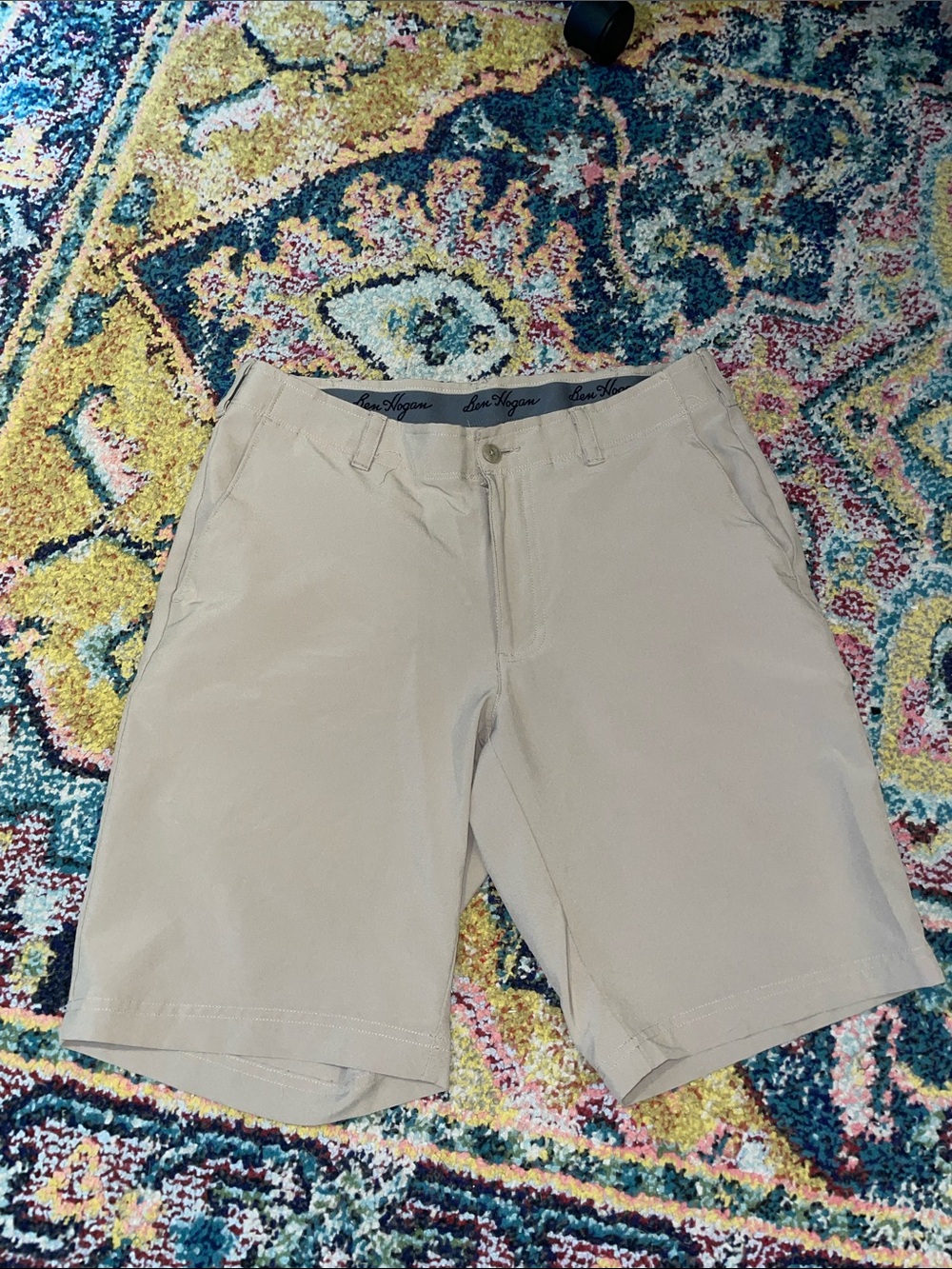 Ben Hogan Beige Flat-Front Golf Shorts